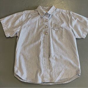 Vintage 90s Capacity 100% Cotton Striped Shirt Floral Embroidery M